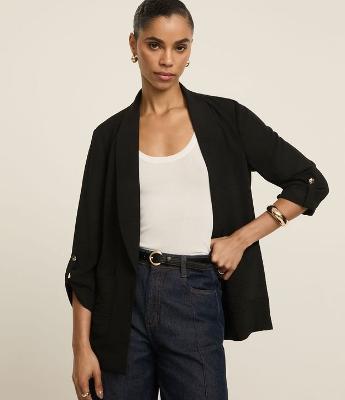 Blazer em Airflow com Faixas e Botões nos Punhos