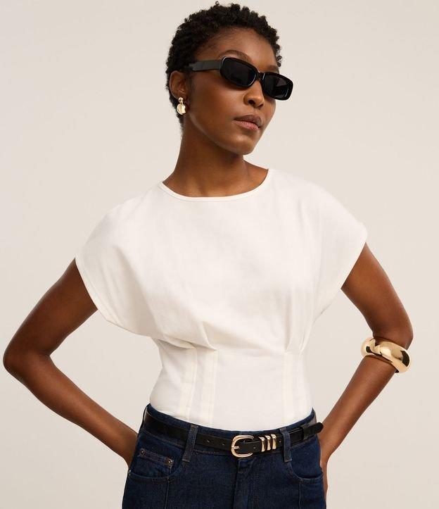 Blusa em Algodão com Pregas Frontais Corsetadas - 2