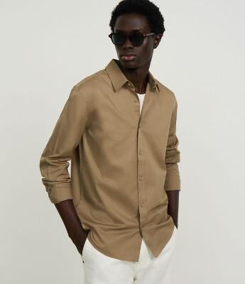 Camisa Regular em Sarja Amaciada