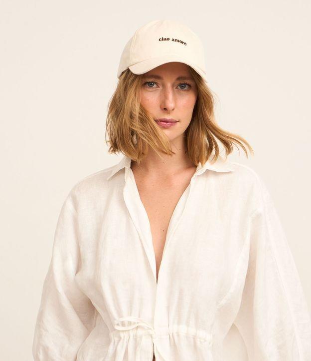 Boné Aba Curva em Sarja com Bordado Ciao Amore - 2