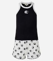 Pijama Short Doll em Ribana com Bordado de Gatinhos Yin Yang - 1