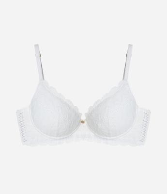 Sutiã Base em Algodão Bordado e Bojo Oco