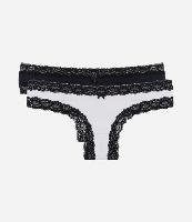 Kit 02 Calcinhas Biquíni Fio em Microfibra com Renda nas Cavas - 1
