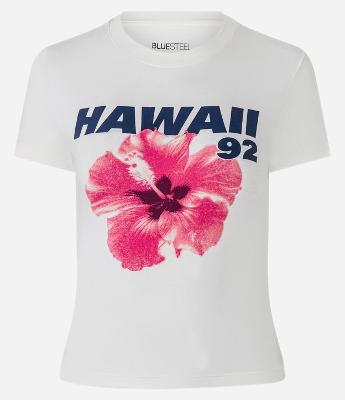 Camiseta New T-Shirt em Algodão com Estampa Hibisco Hawaii