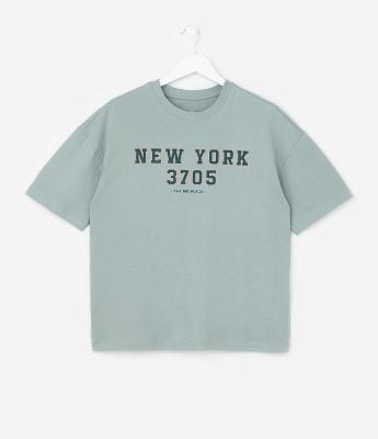 Camiseta Infantil com Estampa New York Frente e Costas - Tam 5 a 14 anos