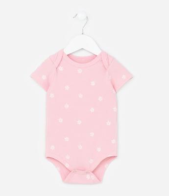 Body Infantil com Estampa de Margaridas - Tam  RN a 18 meses