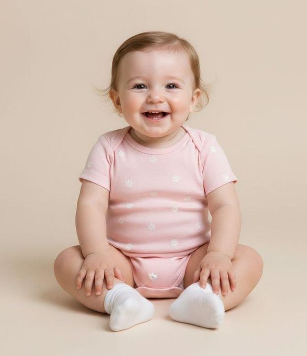 Body Infantil com Estampa de Margaridas - Tam  RN a 18 meses - 2
