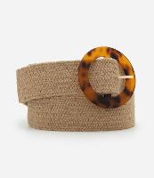 Cinto Largo Elástico em Linho com Fivela em Resina Tartaruga Curve e Plus Size - 1