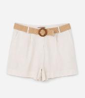 Short em Viscolinho com Cinto Efeito Ráfia Curve & Plus Size - 1