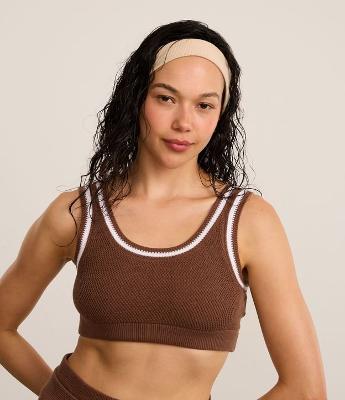 Top Sem Bojo em Tricô com Listra Contrastante