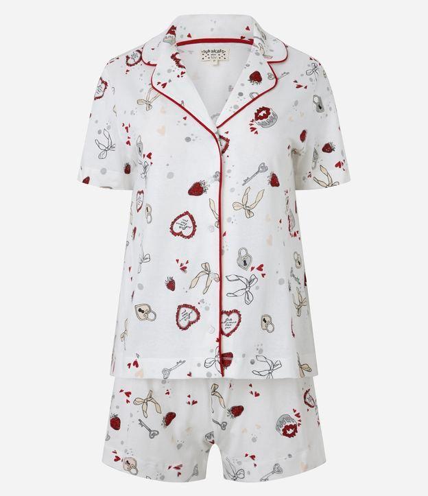 Pijama Short Doll Americano em Algodão com Estampa de ícones Girlies - 1