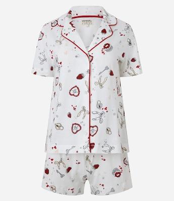 Pijama Short Doll Americano em Algodão com Estampa de ícones Girlies