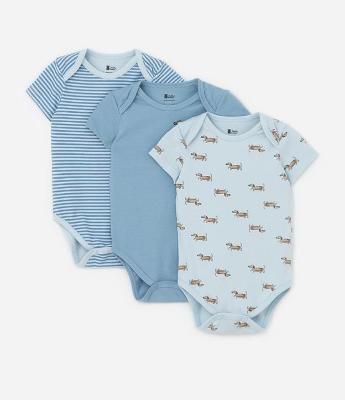 Kit 03 Bodies Cachorro Salsicha - Tam 0 a 18 Meses