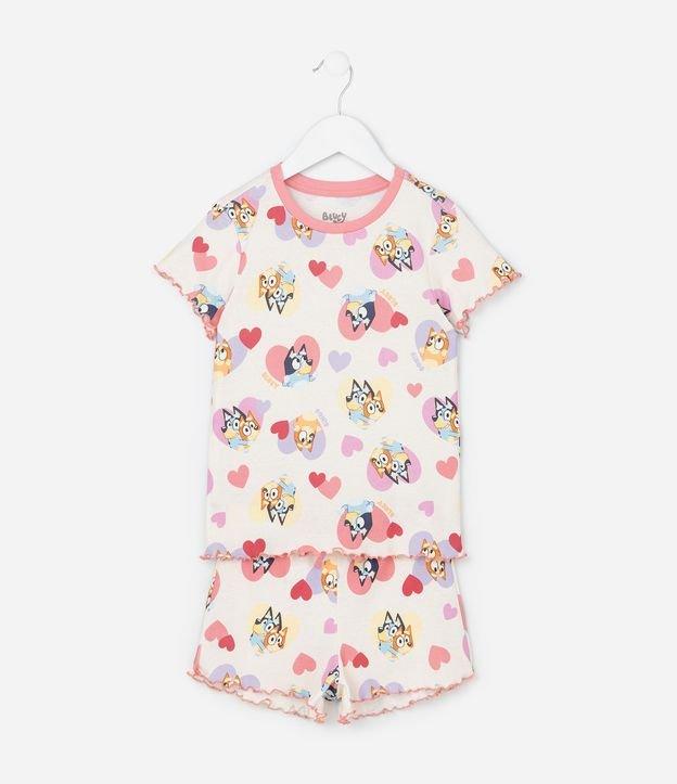 Pijama Infantil com Estampa Bluey e Bingo com Corações - Tam 3 a 8 Anos - 1