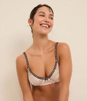 Sutiã Meia Taça sem Bojo em Laise Floral com Detalhe Contrastante - 2