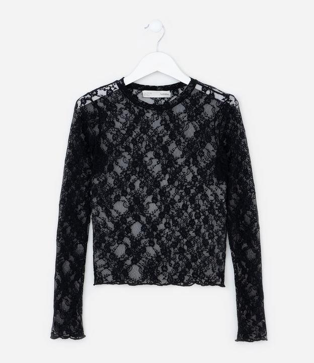 Blusa Infantil em Tule Rendado - Tam 7 a 14 Anos - 1