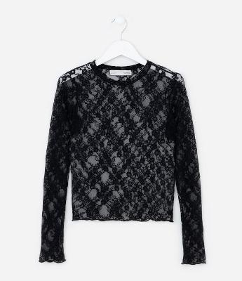 Blusa Infantil em Tule Rendado - Tam 7 a 14 Anos