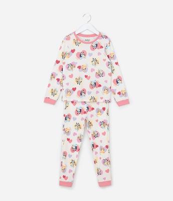 Pijama Infantil com Estampa Bluey e Bingo - Tam 3 a 8  Anos