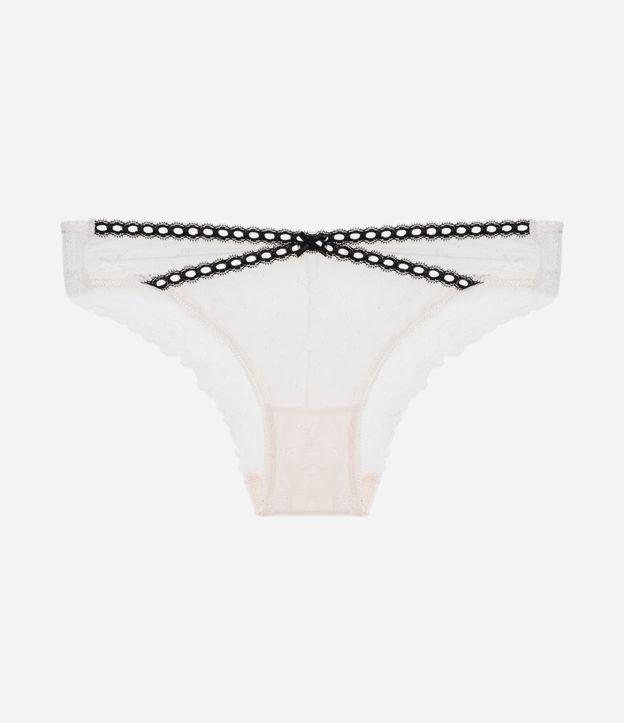 Calcinha Biquíni em Laise Floral com Detalhe Cruzado - 1