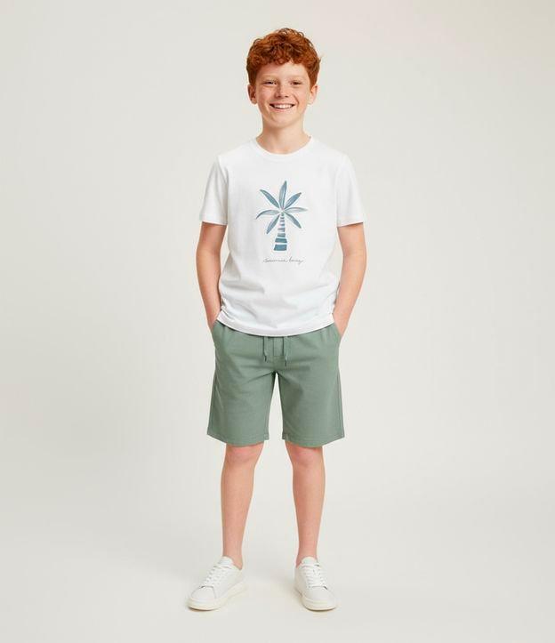 Camiseta Infantil com Estampa Relevo Coqueiro - Tam  5 a 14 Anos - 1