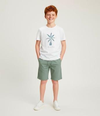 Camiseta Infantil com Estampa Relevo Coqueiro - Tam  5 a 14 Anos