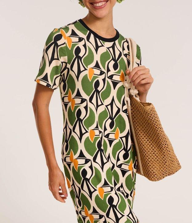 Vestido Curto T-shirt em Viscose com Estampa Geométrica - 2