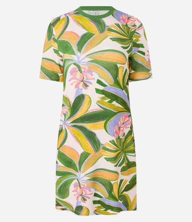 Vestido Curto T-shirt em Viscose com Estampa Tropical - 1