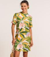 Vestido Curto T-shirt em Viscose com Estampa Tropical - 3