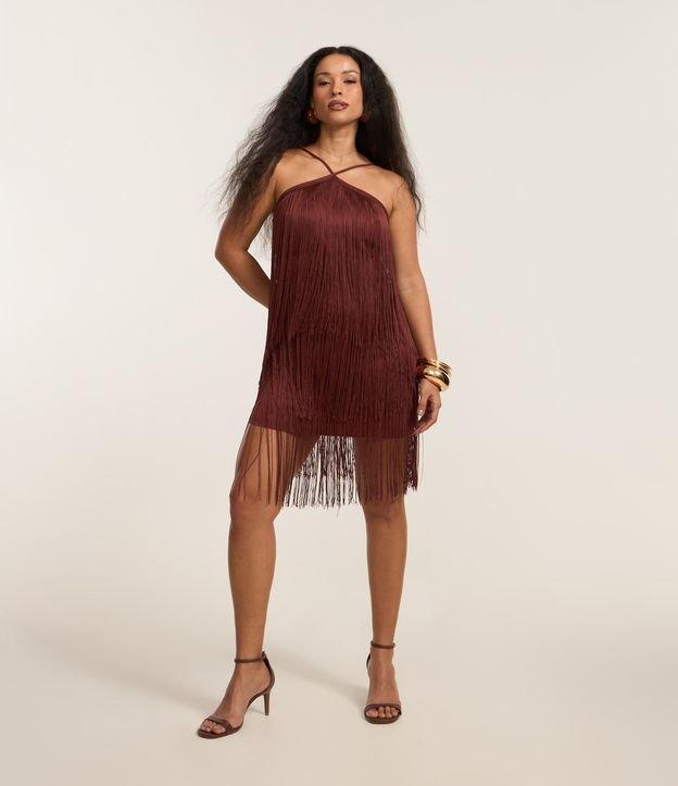 Vestido Curto de Franjas com Decote Halter - 2