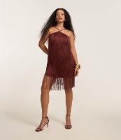 Vestido Curto de Franjas com Decote Halter - 2