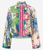 Camisa Curta com Estampa Tropical e Manga Sino - 1