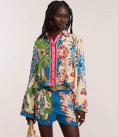 Camisa Curta com Estampa Tropical e Manga Sino - 2