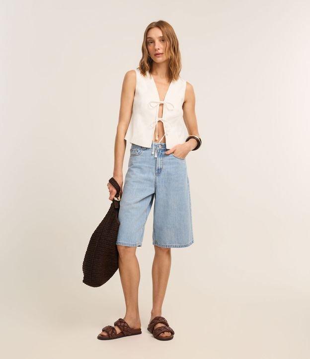 Bermuda Jorts Cintura Alta em Jeans com Bolsos - 3