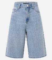 Bermuda Jorts Cintura Alta em Jeans com Bolsos - 1