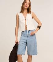 Bermuda Jorts Cintura Alta em Jeans com Bolsos - 2