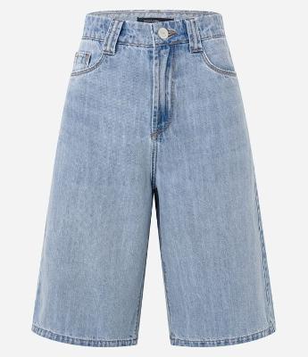 Bermuda Jorts Cintura Alta em Jeans com Bolsos