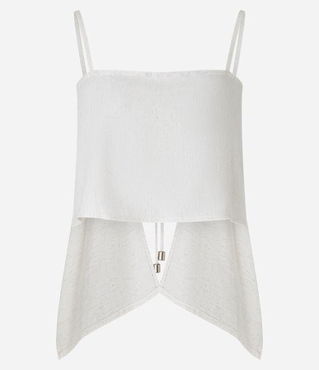 Saída de Praia Blusa Cropped em Viscolinho com Detalhe Estampado - 1