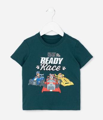 Camiseta Infantil com Estampa Patrulha Canina Ready Race - Tam 2 a 6 Anos