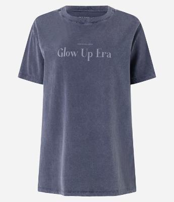 Camiseta Oversized Esportiva em Algodão Estonado com Estampa Glow Up Era