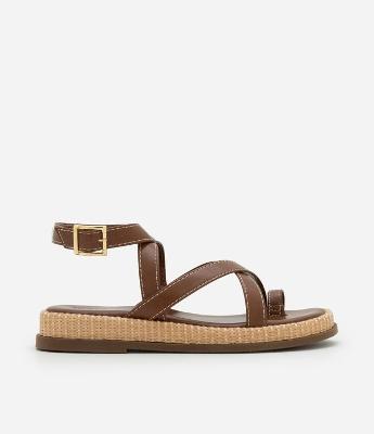 Sandália Rasteira Sport Sandal com Efeito Ráfia na Sola