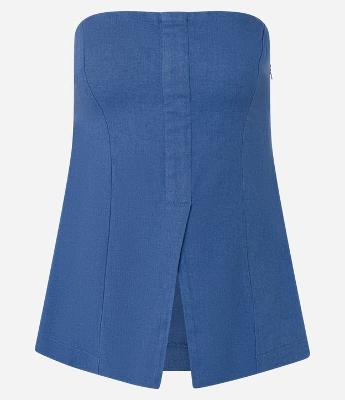Blusa Corsetada Alfaiatada com Barra V e Lastex