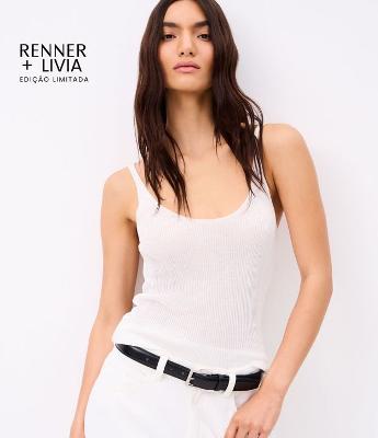 Blusa em Tricô com Decote U e Alça Média