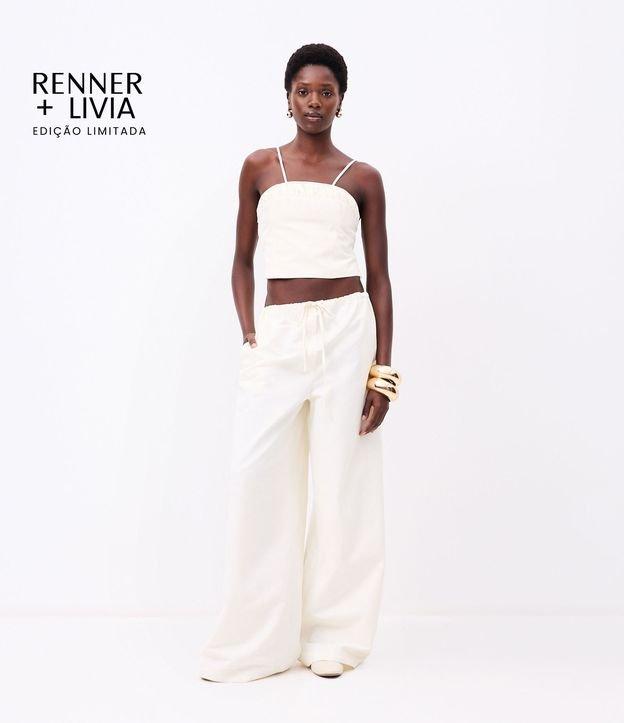 Calça em Tricoline com Amarração no Cós e Bolsos - 2