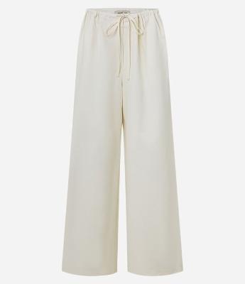 Calça em Tricoline com Amarração no Cós e Bolsos