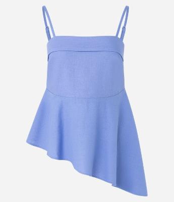 Blusa de Alça em Viscolinho com Barra Assimétrica