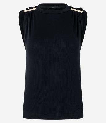 Blusa Canelada em Ribana com Detalhe Metalizado no Ombro