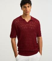 Camisa Polo Regular em Algodão Texturizada com Gola em V - 1