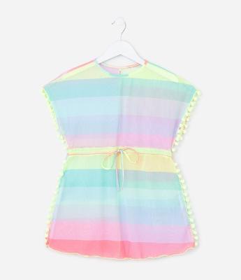 Saída de Praia Infantil em Tule com Listras - Tam 5 a 16 Anos