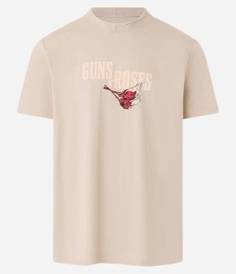 Camiseta Comfort em Algodão com Estampa de Águia com Flores Guns N' Roses