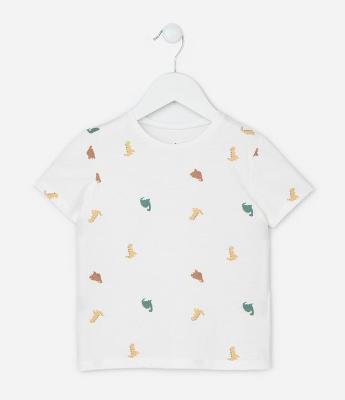 Kit 03 Camisetas Infantis com Estampa Dinos - Tam 1 a 6 Anos